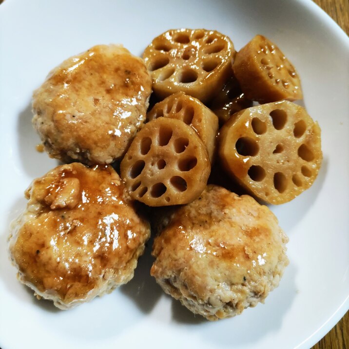 鶏団子とれんこん甘辛炒め